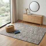 4' X 6' Gray and White Wool Abstract Area Rug