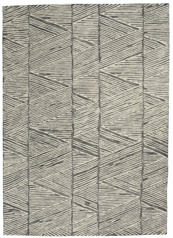 4' X 6' Gray and White Wool Abstract Area Rug