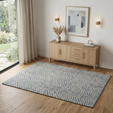 4' X 6' Indigo and Ivory Wool Chevron Area Rug