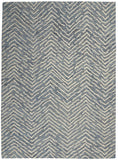 4' X 6' Indigo and Ivory Wool Chevron Area Rug