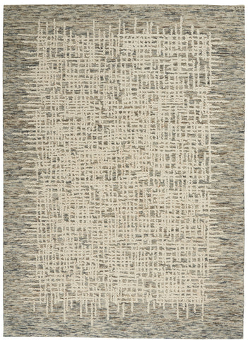 4' X 6' Ivory Brown and Gray Wool Abstract Area Rug