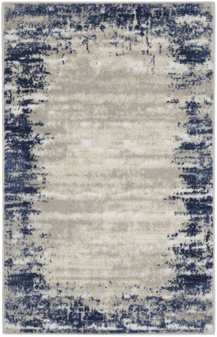 3' X 4' Blue and Gray Abstract Area Rug