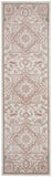 8' Ivory and Red Floral Non Skid Runner Rug
