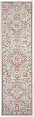 8' Ivory and Red Floral Non Skid Runner Rug