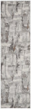 8' Ivory Black and Gray Abstract Non Skid Runner Rug