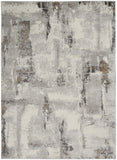 4' X 6' Ivory Black and Gray Abstract Non Skid Area Rug