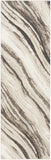 8' Beige and Gray Abstract Non Skid Runner Rug