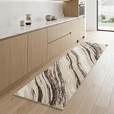 8' Beige and Gray Abstract Non Skid Runner Rug