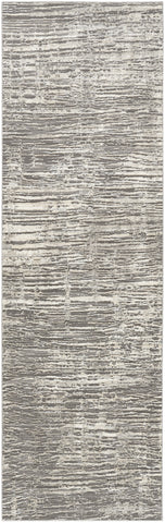 8' Ivory and Gray Abstract Runner Rug
