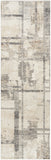 8' Ivory and Gray Abstract Non Skid Runner Rug