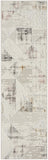8' Beige Ivory and Gray Geometric Non Skid Runner Rug