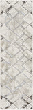 8' Ivory Blue and Gray Geometric Non Skid Runner Rug