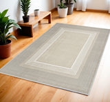 4' X 6' Gray and Ivory Geometric Non Skid Area Rug