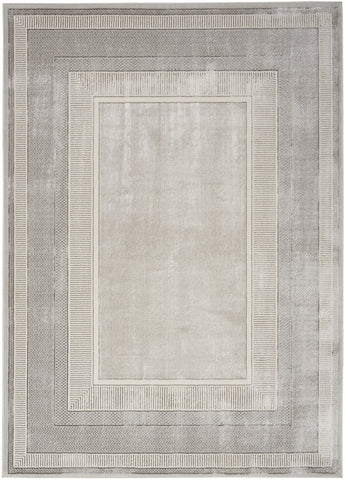 4' X 6' Silver and Ivory Geometric Non Skid Area Rug