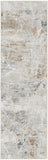 8' Ivory Black and Gray Abstract Non Skid Runner Rug