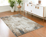 4' X 6' Ivory Charcoal and Taupe Abstract Distressed Non Skid Area Rug
