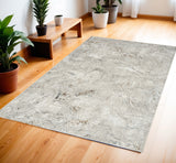 4' X 6' Ivory Brown and Gray Abstract Non Skid Area Rug