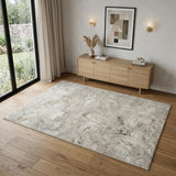 4' X 6' Ivory Brown and Gray Abstract Non Skid Area Rug