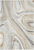 4' X 6' Ivory Gold and Gray Abstract Non Skid Area Rug