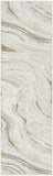 8' Ivory Gold and Gray Abstract Non Skid Runner Rug