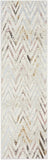8' Ivory Black and Gray Chevron Distressed Non Skid Runner Rug