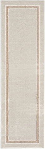 8' Gray Ivory and Cream Geometric Non Skid Runner Rug