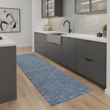 8' Blue Wool Runner Rug