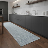 8' Sky Blue Wool Runner Rug