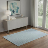 4' X 6' Blue Wool Shag Handmade Area Rug