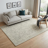 5' X 7' Navy Blue and Ivory Wool Abstract Area Rug