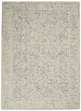 5' X 7' Navy Blue and Ivory Wool Abstract Area Rug