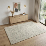 4' X 6' Navy Blue and Ivory Wool Abstract Area Rug