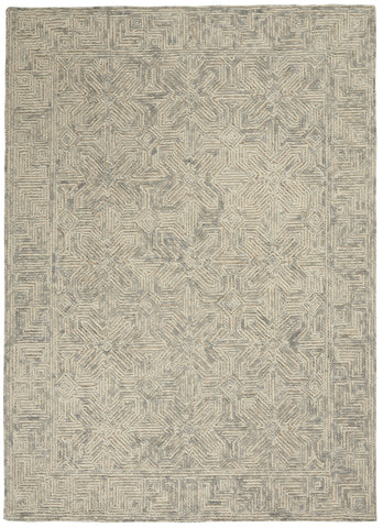 5' X 7' Beige and Gray Wool Abstract Geometric Area Rug