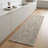 8' Gray Wool Geometric Runner Rug