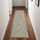 8' Gray Wool Geometric Runner Rug