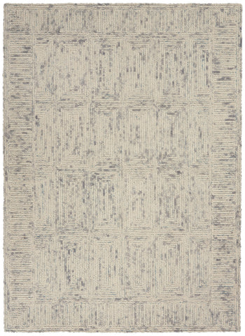 5' X 7' Ivory and Gray Wool Geometric Area Rug