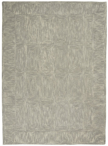5' X 7' Gray Wool Geometric Area Rug