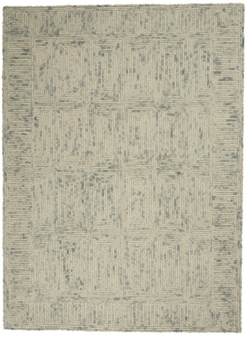 4' X 6' Ivory and Gray Wool Geometric Area Rug