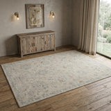 4' X 6' Gray Floral Power Loom Area Rug