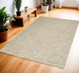 4' X 6' Ivory Tan and Gray Wool Geometric Area Rug