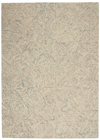 4' X 6' Ivory Tan and Gray Wool Geometric Area Rug