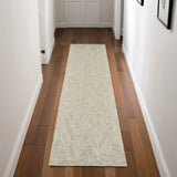 8' Ivory and Gray Wool Chevron Runner Rug