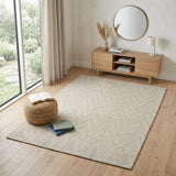 4' X 6' Ivory and Gray Wool Chevron Area Rug