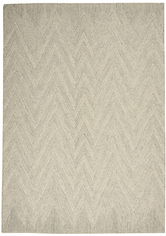 4' X 6' Ivory and Gray Wool Chevron Area Rug
