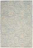 4' X 6' Ivory And Turquoise Wool Geometric Area Rug