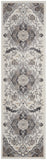 8' Ivory Black and Gray Floral Medallion Non Skid Runner Rug