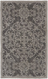 2' X 4' Charcoal and Gray Damask Distressed Area Rug