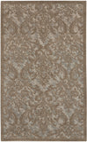 2' X 4' Gray and Brown Damask Distressed Area Rug