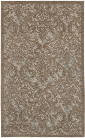 2' X 4' Gray and Brown Damask Distressed Area Rug