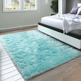 5' X 7' Turquoise Faux Sheepskin Shag Washable Area Rug